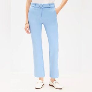 LOFT Belted Sutton Kick Crop Pants - Light Blue
